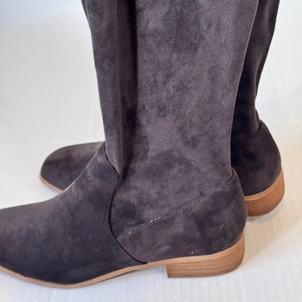 Mi.im Faux Grey Suede Leather Knee High Boots Womens 8 Fall Casual Classic
